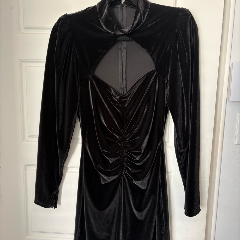 Zara Black Long Sleeve Velvet Dress